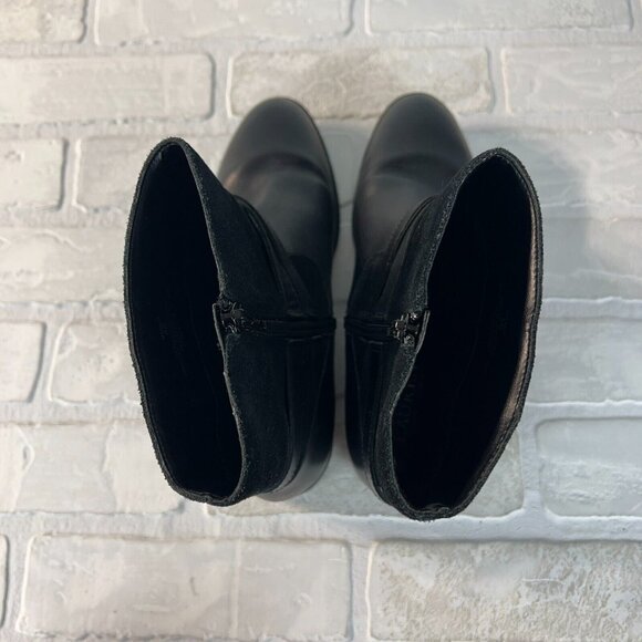 Ralph Lauren Makalia Boots Womens 8 Black Leather Suede Ankle Zip Buckle Riding - Picture 13 of 14
